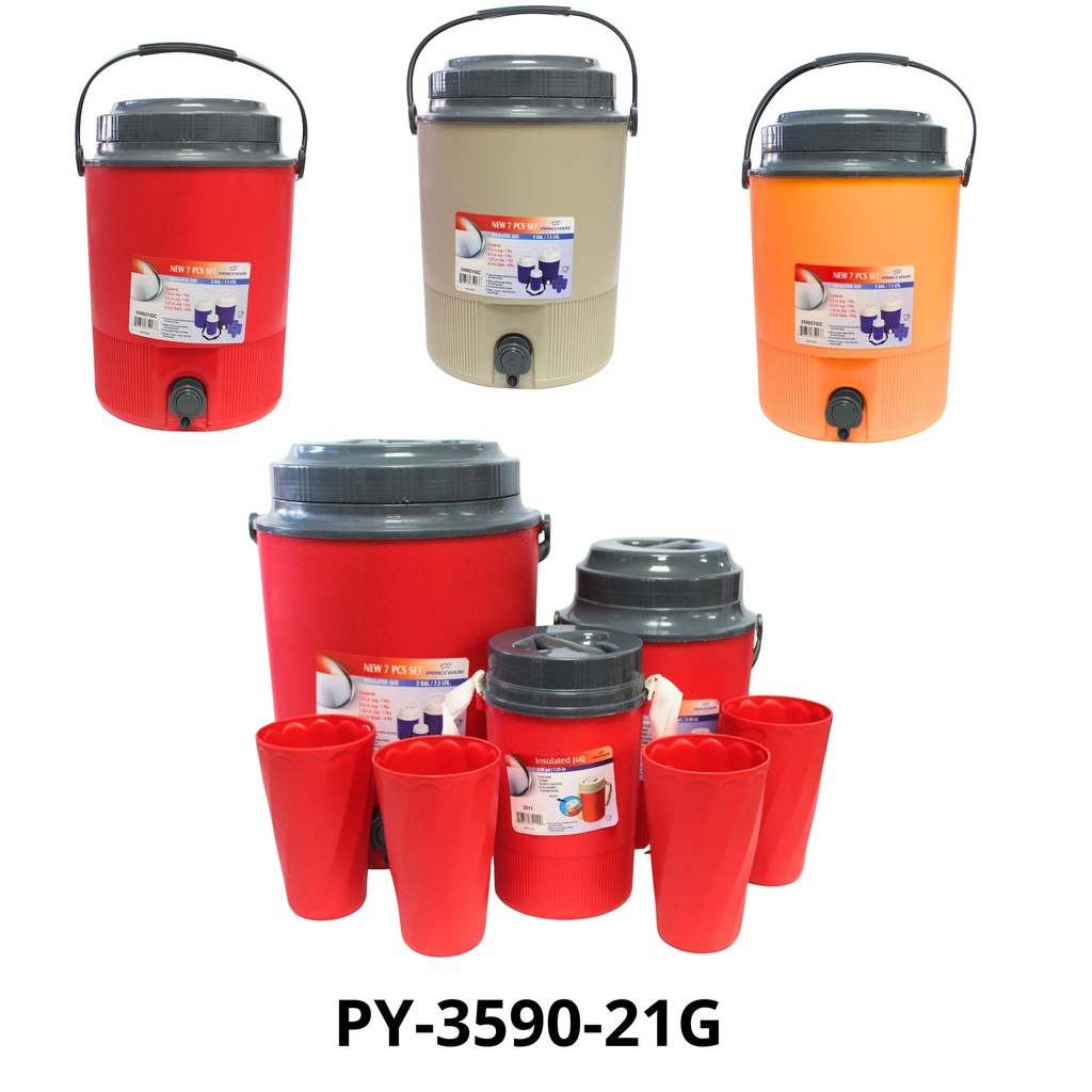 JUEGO DE 3 TERMOS, CON VASOS 7.5LT - 2.4LT - 1.5LT