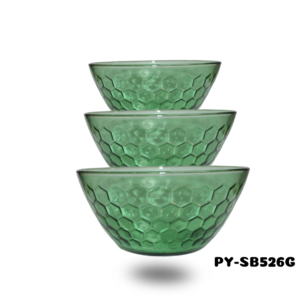 TAZON DE VIDRIO COLOR VERDE DE 5" ROMBOS