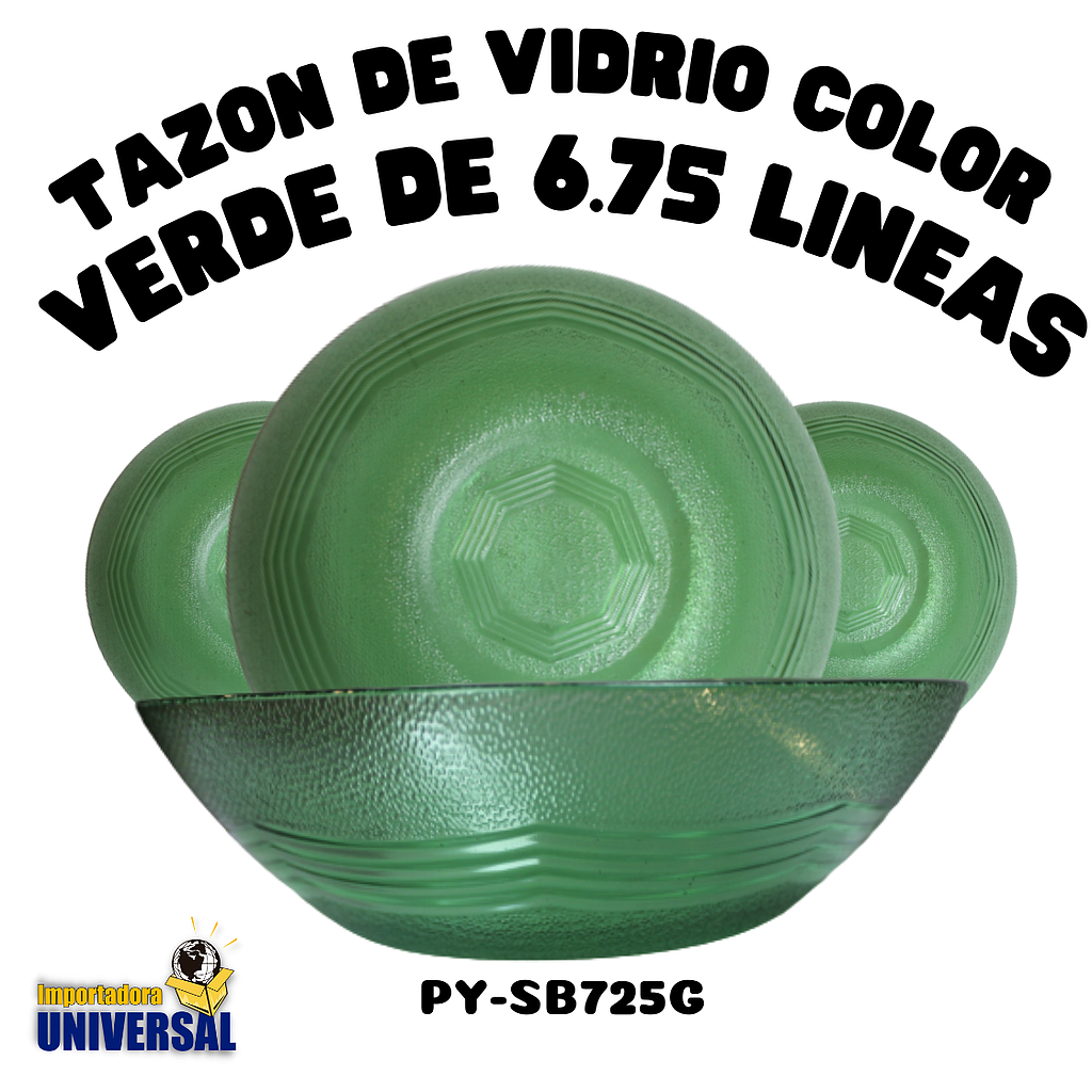 TAZON DE VIDRIO COLOR VERDE DE 6.75 LINEAS