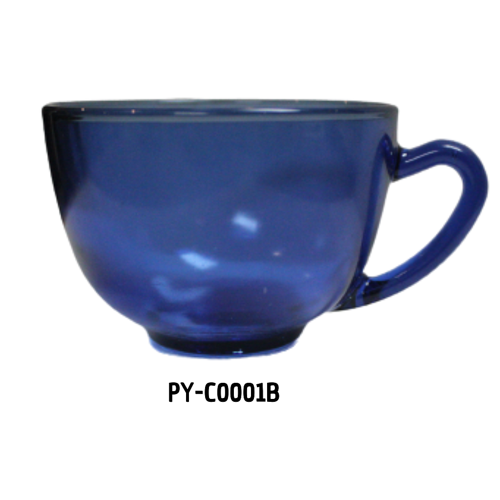 TAZA DE VIDRIO COLOR AZUL 225ML