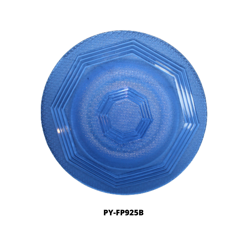 PLATO PLANO DE VIDRIO COLOR AZUL 9" (LINEAS)