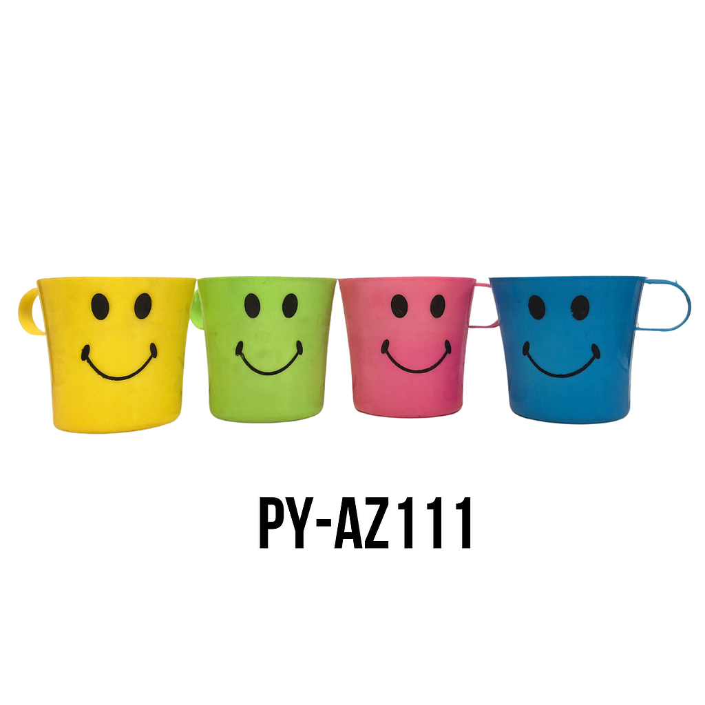 TAZA X 4 PIEZAS CARITA COLORES