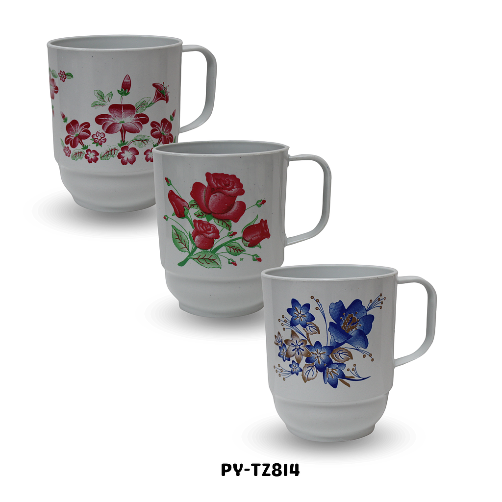 TAZA PLASTICA FLORES MELAFORM