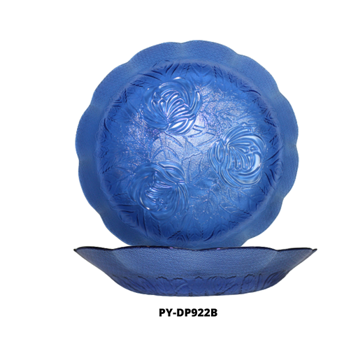 [PY-DP922B] PLATO HONDO DE VIDRIO COLOR AZUL 8.75" (ROSA)