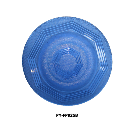 [PY-FP925B] PLATO PLANO DE VIDRIO COLOR AZUL 9" (LINEAS)