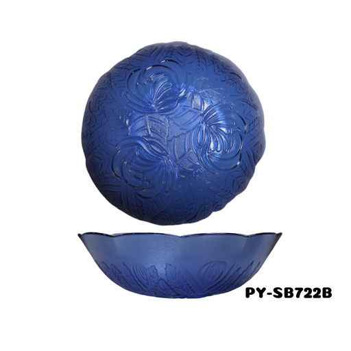 [PY-SB722B] TAZON DE VIDRIO COLOR AZUL DE 6.75" (ROSAS)