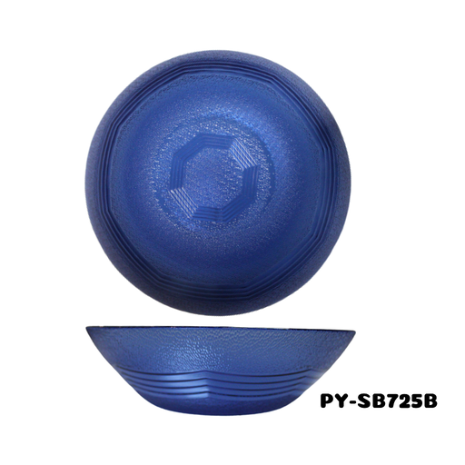 [PY-SB725B] TAZON DE VIDRIO COLOR AZUL DE 6.75" (LINEAS)