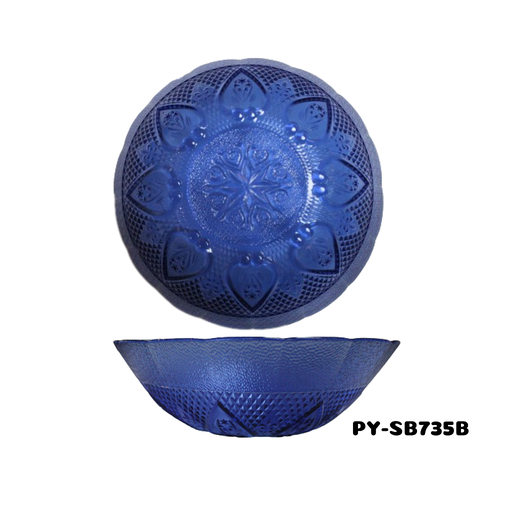 [PY-SB735B] TAZON DE VIDRIO COLOR AZUL DE 6.75" (HOJAS)