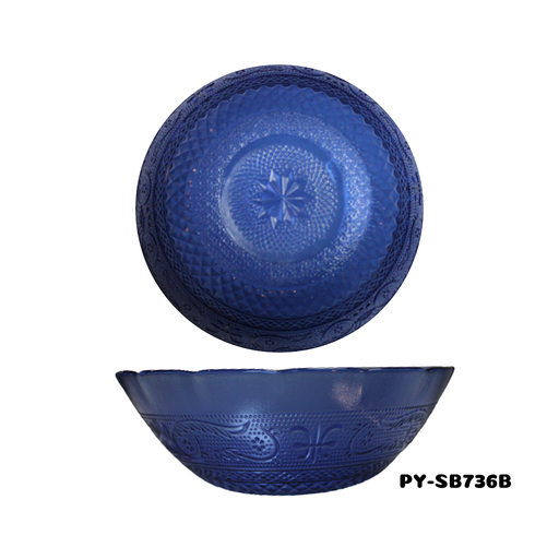 [PY-SB736B] TAZON DE VIDRIO COLOR AZUL DE 6.75" (FLOR DE LIZ)