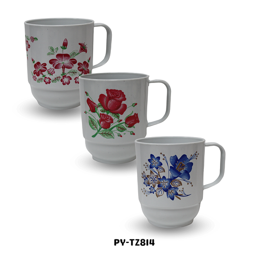 [PY-TZ814] TAZA PLASTICA FLORES MELAFORM